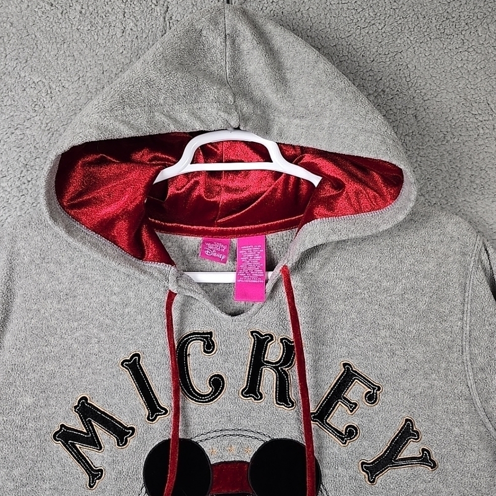 Disney Official Vintage Retro Mickey Mouse Grey Fleece Hoodie Womens 2XL - Picture 2 of 16